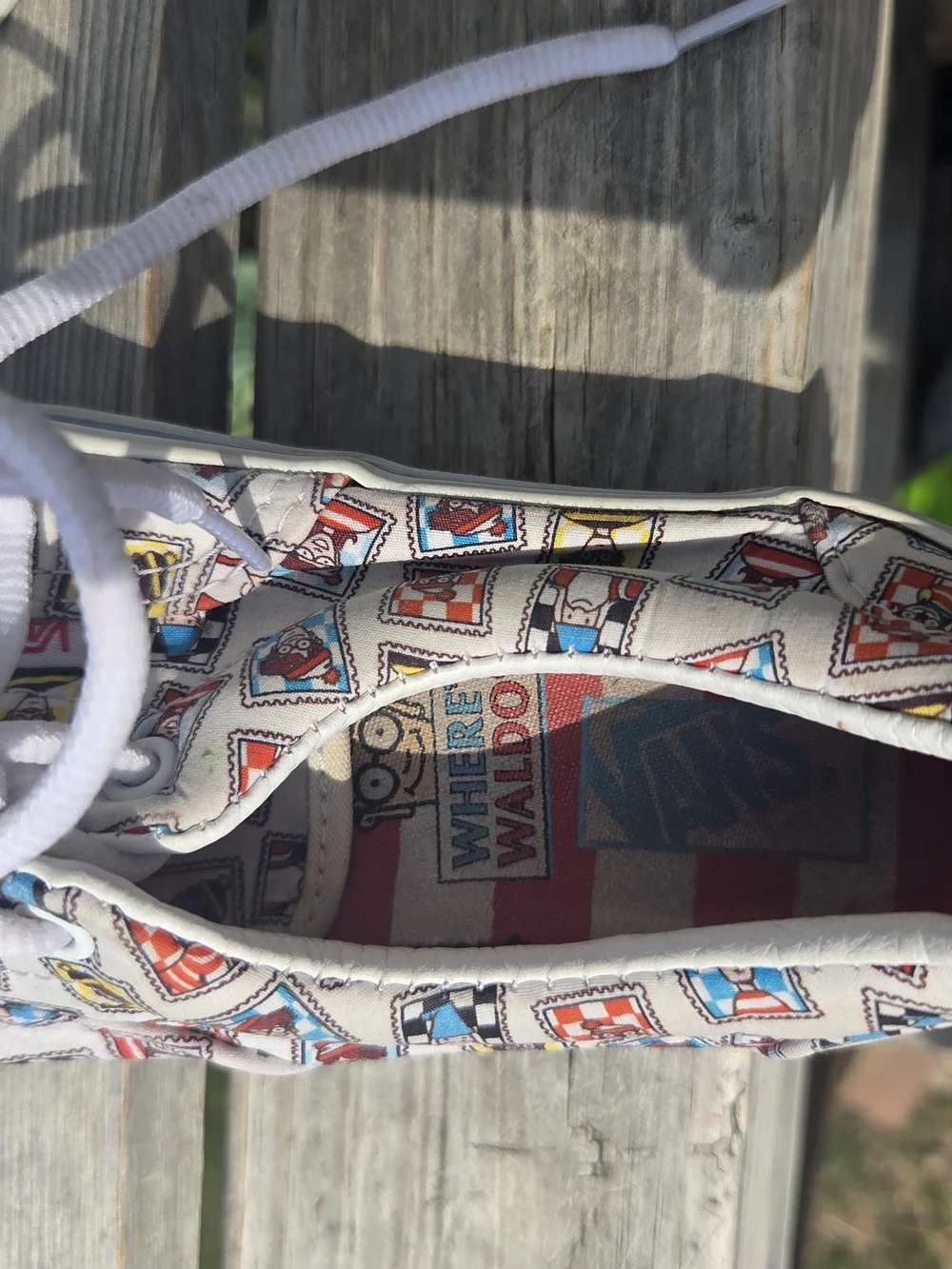 Vans White Canvas Low-Top Sneakers Where's Waldo